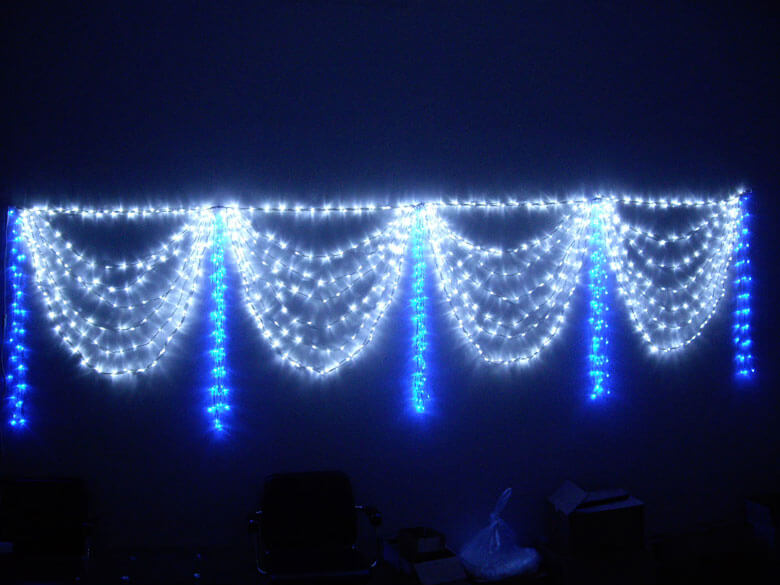 blue and white led curtain light